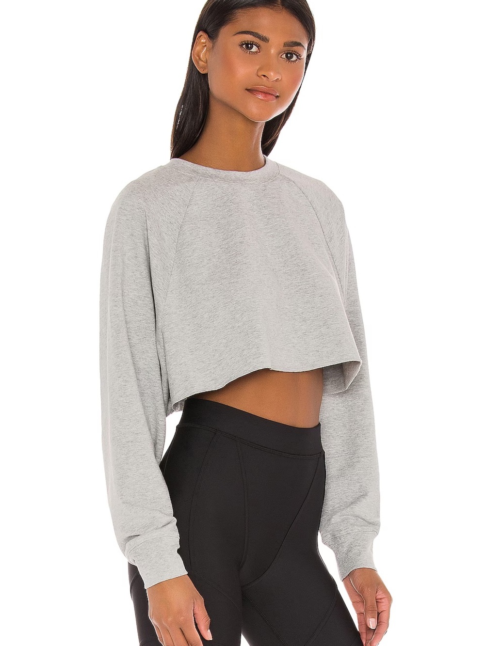 ALO Yoga Double Take Crop Sweatshirt Pullover in Grey size Large